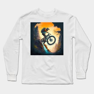 Amazing image of a cartoon mountain biker riding a gap. Long Sleeve T-Shirt